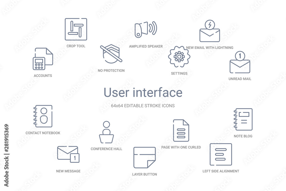 user interface concept 14 outline icons user interface concept 14 outline icons