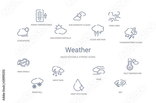 weather concept 14 outline icons