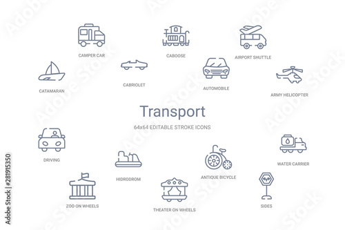 transport concept 14 outline icons photo