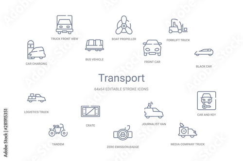 transport concept 14 outline icons