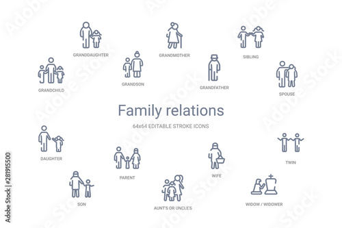 family relations concept 14 outline icons