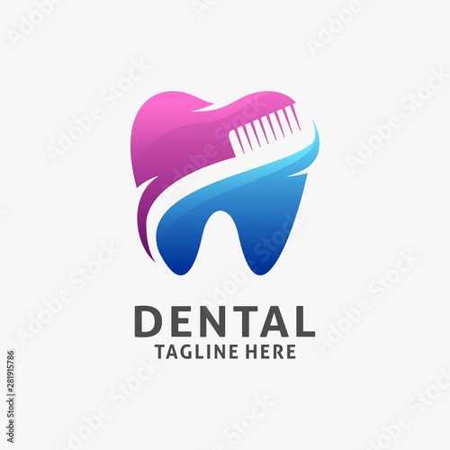 Dental care logo design with toothbrush element