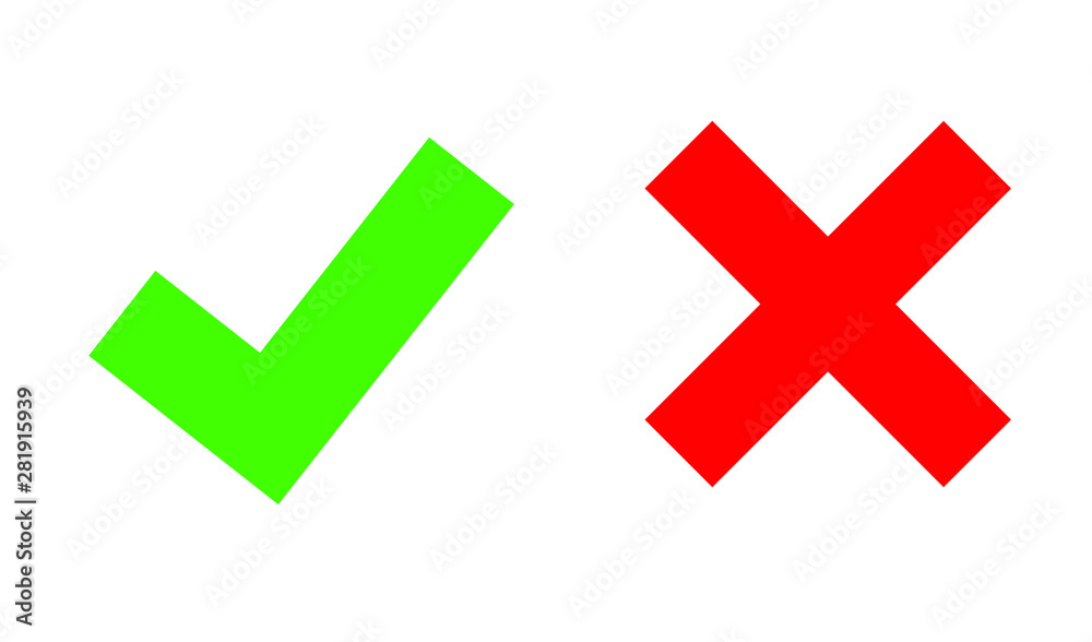 Check marks icons. accept and reject. Isolated on white background. Vector Illustration. Check marks icons. accept and reject. Isolated on white background. Vector Illustration.