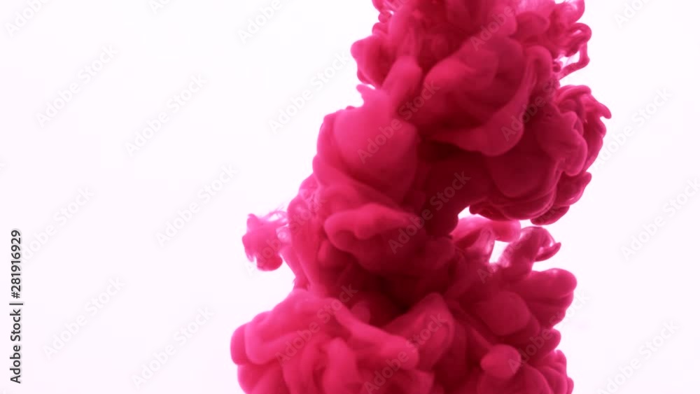 Red color paint ink drops in water slow motion Red color paint ink drops in water slow motion