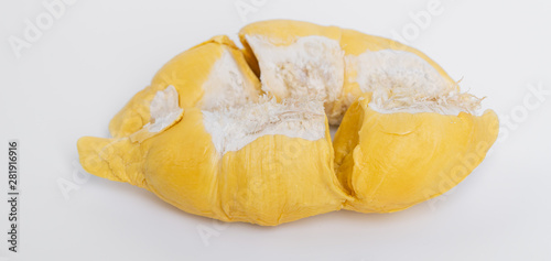 Durian fruit,the best taste and smelly fruits in Thailand on white background,top view
