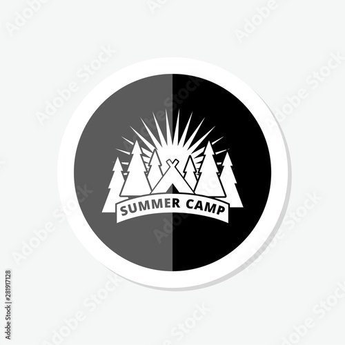 Summer camp kids sticker logo concept illustration photo