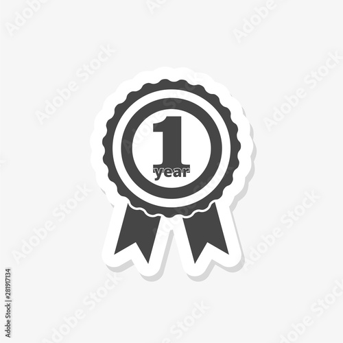 One year Warranty sticker logo isolated on white background photo