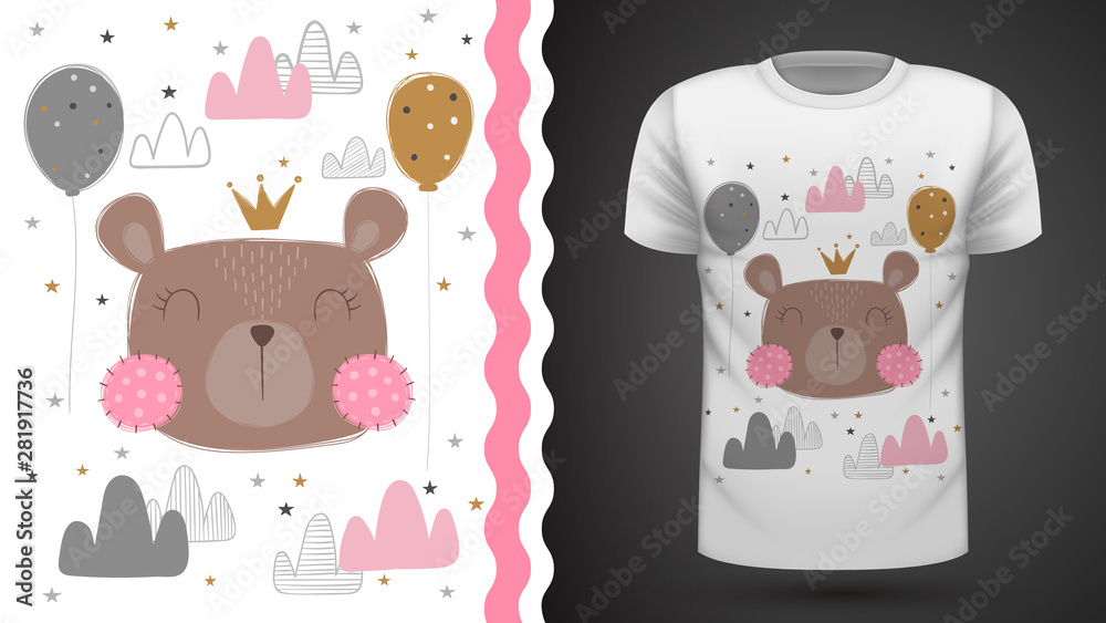 Cute bear - idea for print t-shirt.