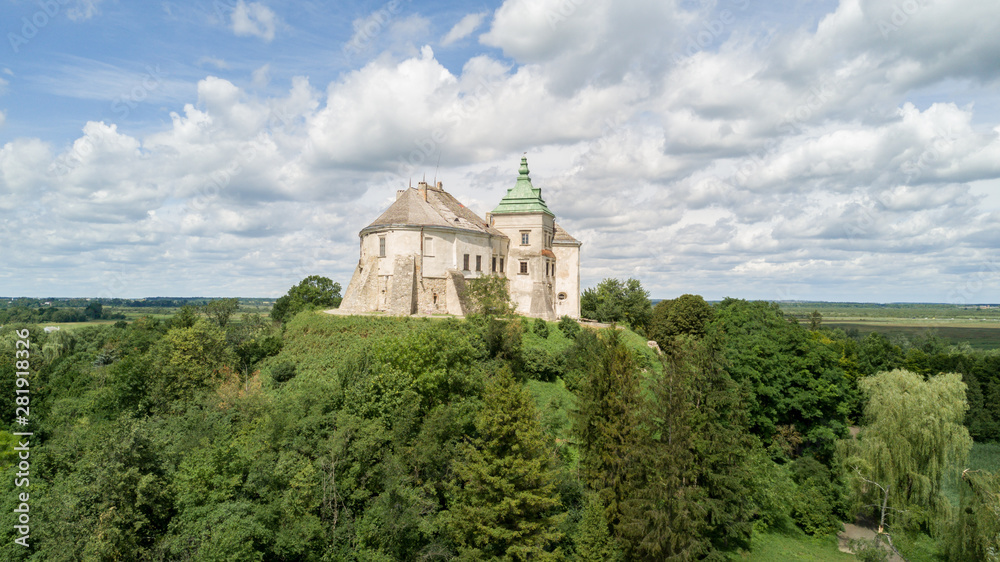 Olesko castle, Lviv region, Ukraine, from drone