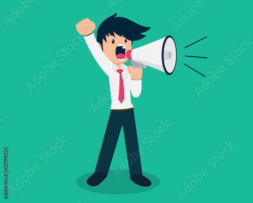 Salary Man 01 Are announcing using a megaphone
