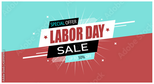 Special offer labor day(USA) sale on colorful background.