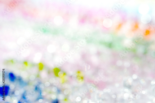 Colorful blurred and bokeh reflection lighting of crystal.