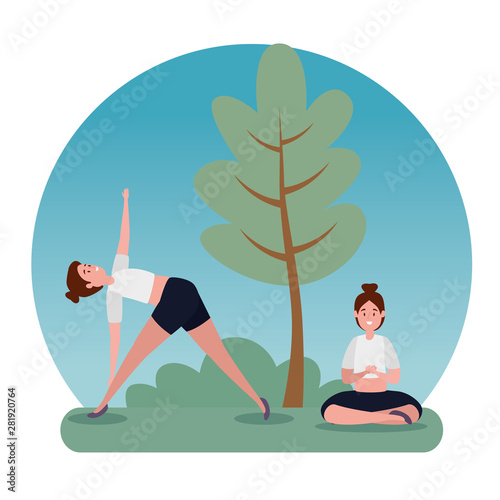 healthy women practice yoga exercise