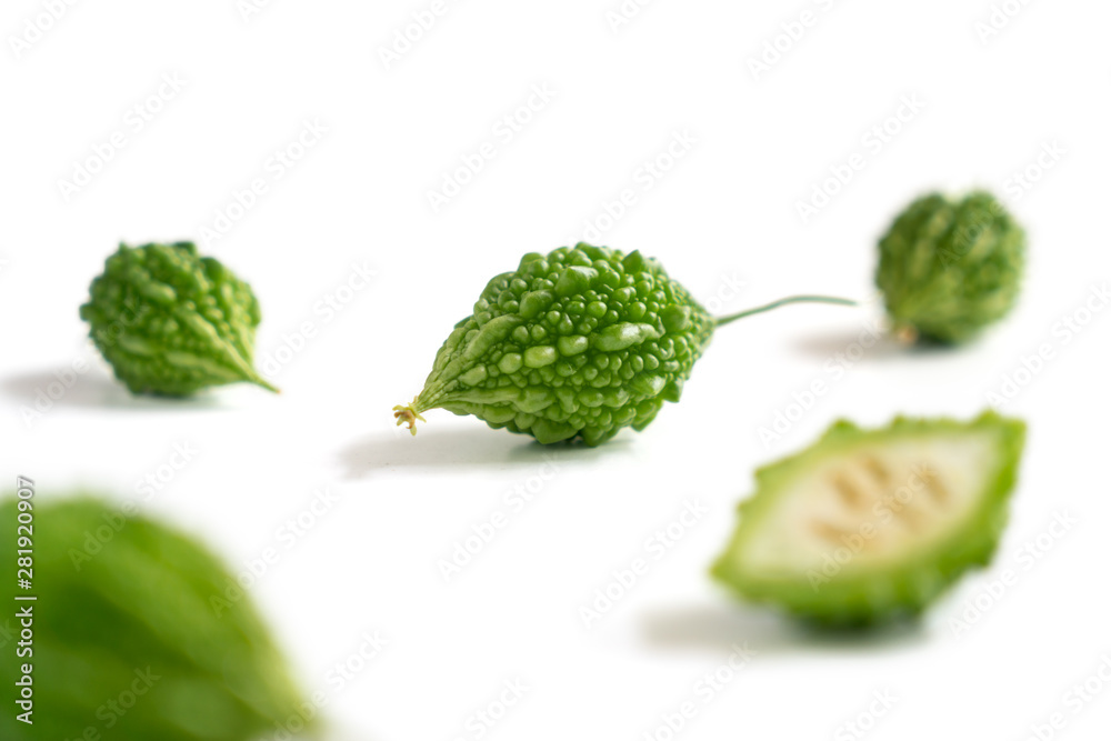 Bitter gourd isolated on white background Bitter gourd isolated on white background