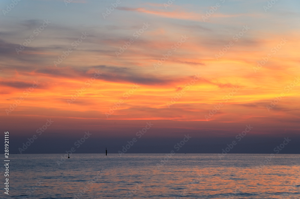 Fiery sunset over the sea