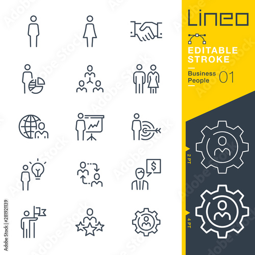 Lineo Editable Stroke - Business People line icons
