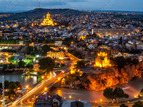 Night view of Tbilisi city center