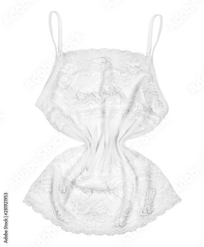 white lacy singlet on isolated white background
