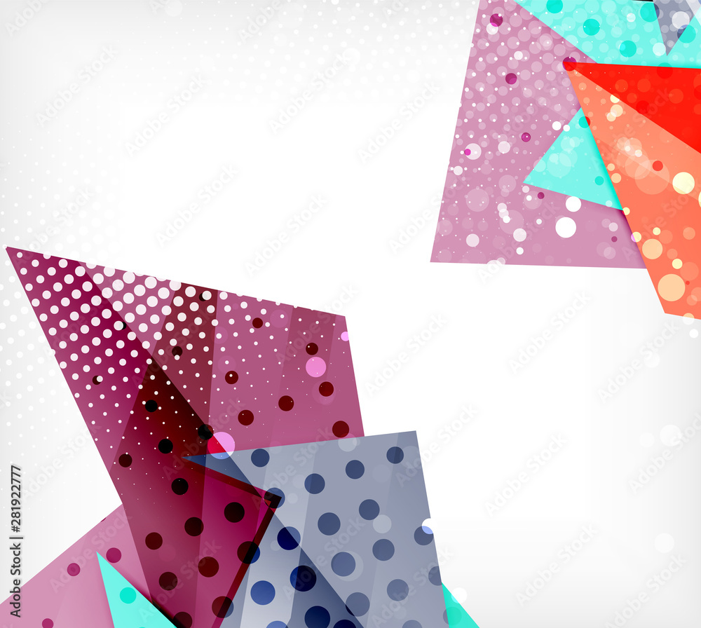 Obraz premium Modern origami card. Modern origami design element. Color geometric pattern. Abstract low-poly background. Presentation template.