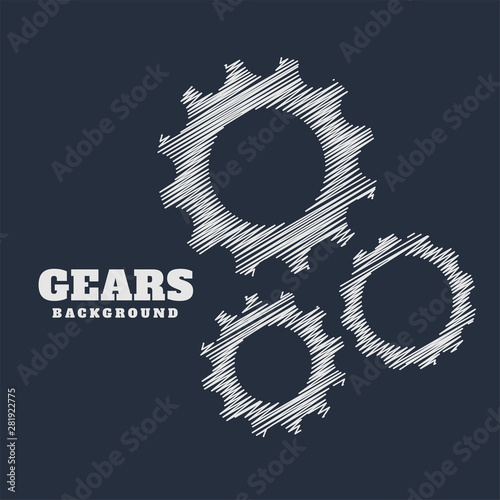 gears symbols in scribble style background photo