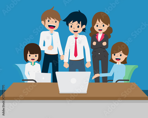 Salary Man 01 are Presenting Works Together. Business is better, it must Cooperate.