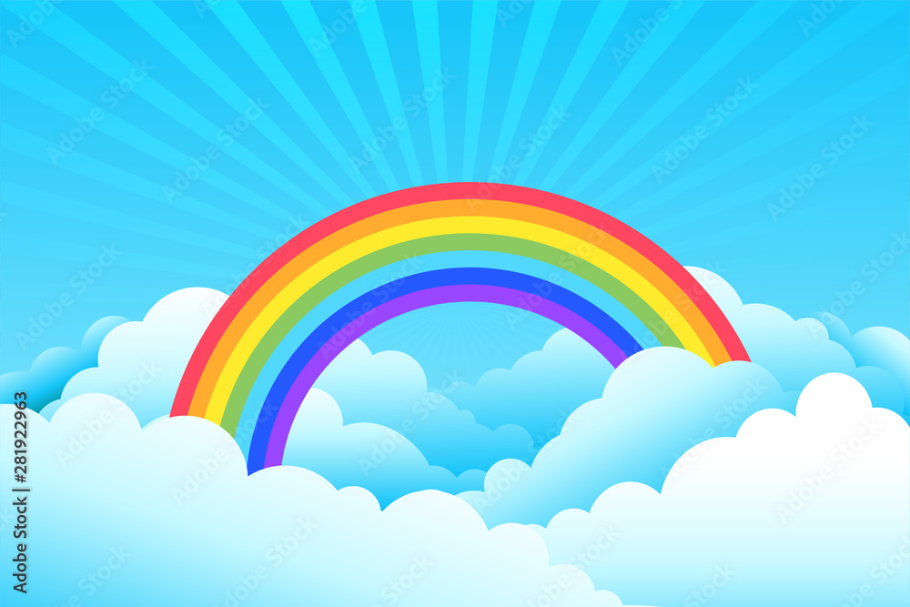 rainbow covered in clouds and sky background rainbow covered in clouds and sky background