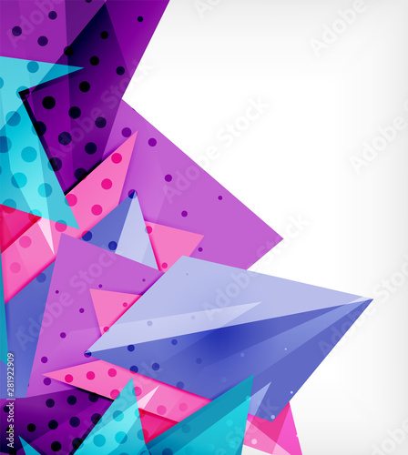 Modern origami card. Modern origami design element. Color geometric pattern. Abstract low-poly background. Presentation template.