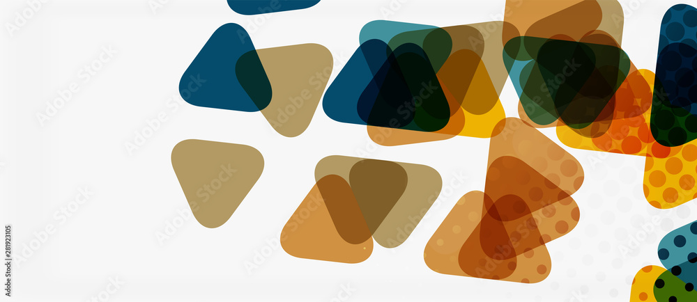 Banner with multicolored mosaic triangle geometric design on white background. Abstract texture. Vector illustration design template. Banner with multicolored mosaic triangle geometric design on white background. Abstract texture. Vector illustration design template.