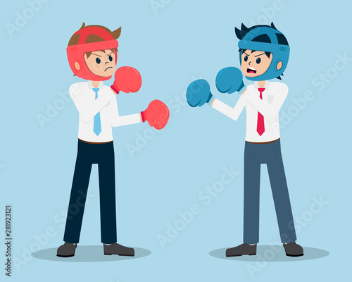 Salary Man 01 Are Punching Boxers with Competitors. Business  It's like Fighting with a Competitor.