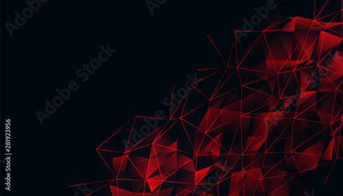 black background with red glowing low poly mesh