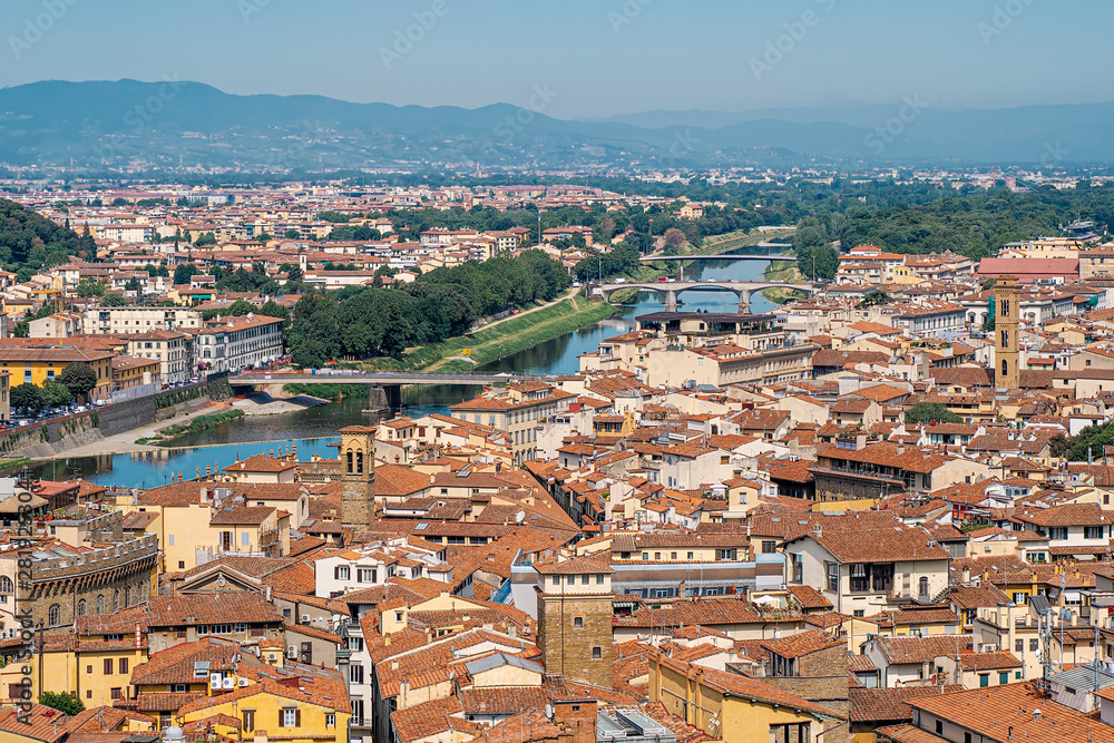 Florence city Italy. Aerial cityscape view in the day