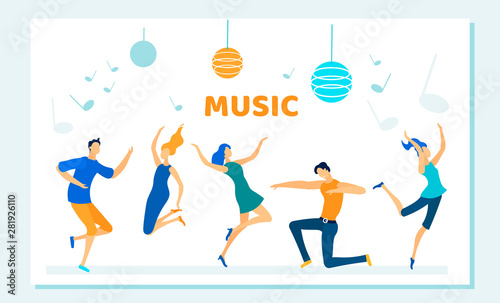 People Dance on Disco Party, Music Rhythm, Leisure