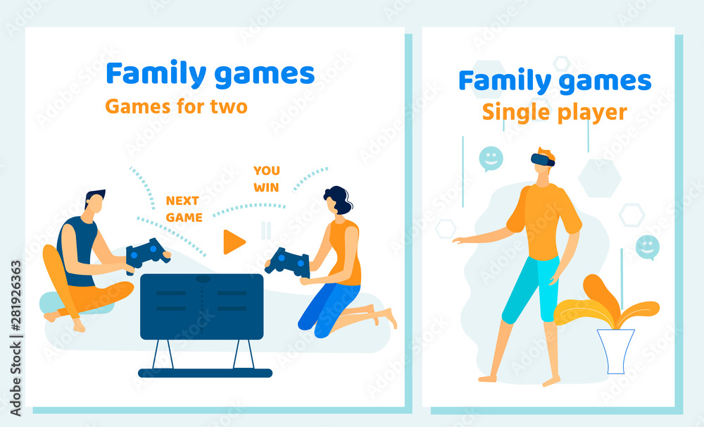 Family Games for Two and for Single Player Banners