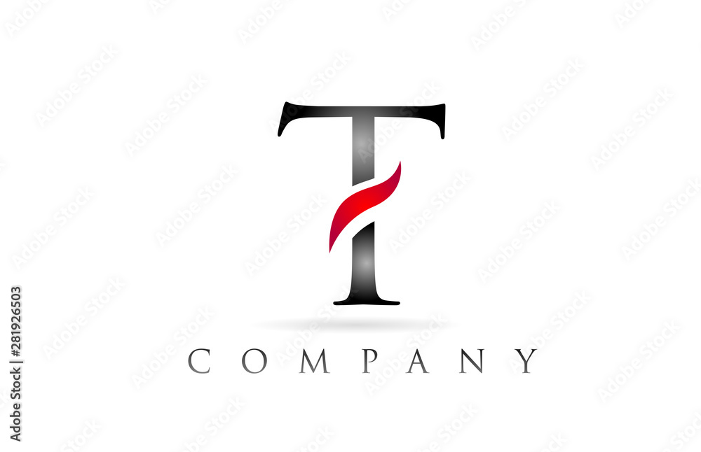 white red alphabet letter T logo company icon design