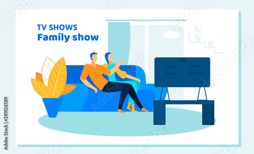 Couple Watching TV Show at Home. Sparetime Relax