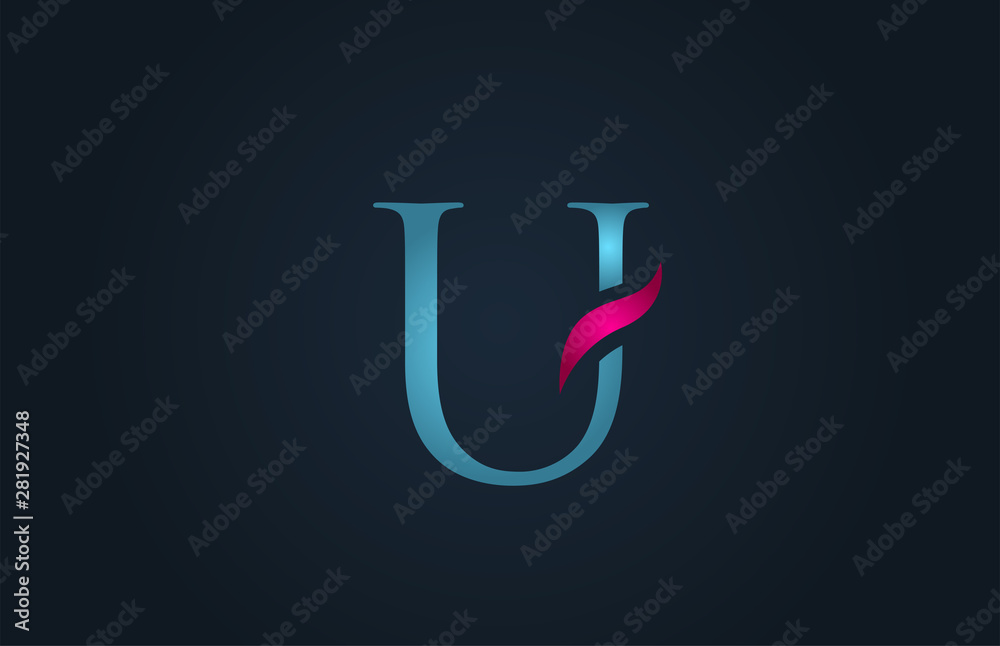 blue pink alphabet letter U logo company icon design