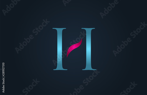blue pink alphabet letter H logo company icon design