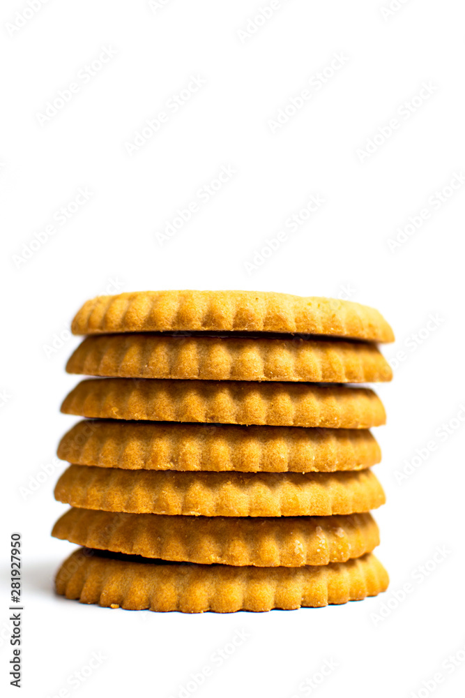 Golden biscuits isolated on white Golden biscuits isolated on white