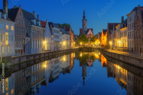 Beautiful city Bruges (Brugge) old town in Belgium at night, Europe © Ivan Kurmyshov