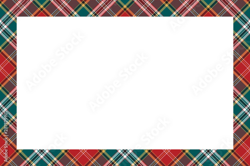 Rectangle borders and Frames vector. Border pattern geometric vintage frame design. Scottish tartan plaid fabric texture. Template for gift card, collage, scrapbook or photo album and portrait.