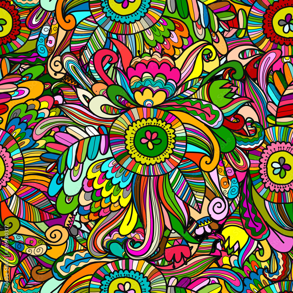 Fototapeta Floral seamless pattern, sketch for your design