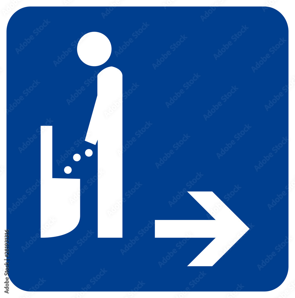Toilet at The Male Urinal On The Right Symbol Sign, Vector Illustration, Isolate On White Background Label. EPS10