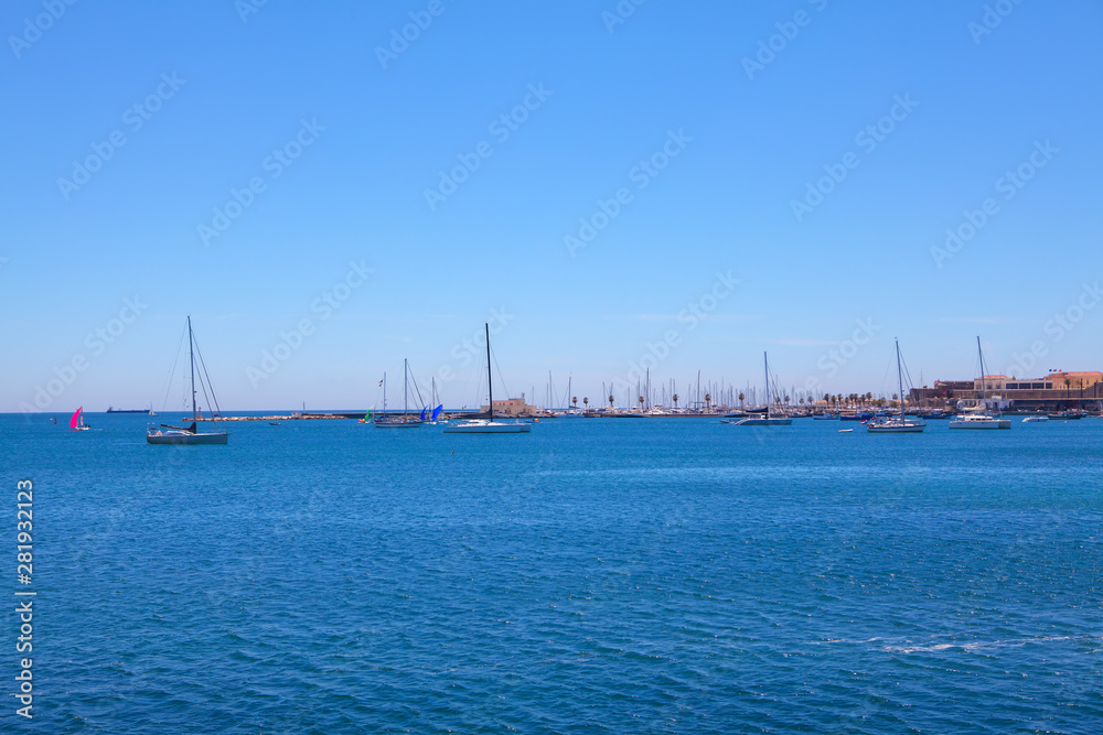  yachts in Atlantic Ocean , harbour of Cascais Portugal