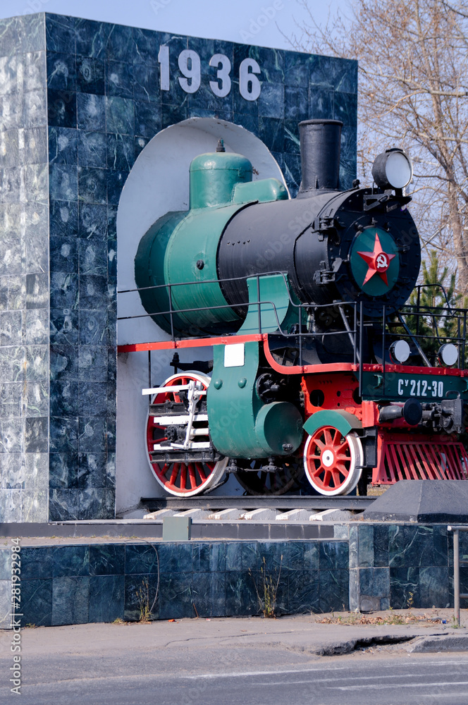 Naklejka premium Russia, Khabarovsk, 22 October 2013: the Locomotive depot Khabarovsk, a monument to the steam locomotive