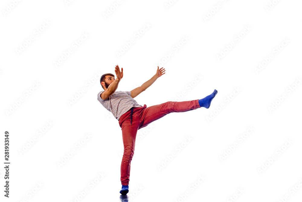 Fototapeta premium Full length of stylish young man dancing