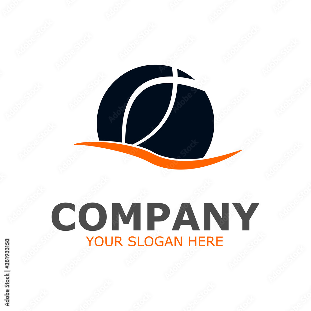 Vector company logo, globe design. Globe symbol, logo dark blue.