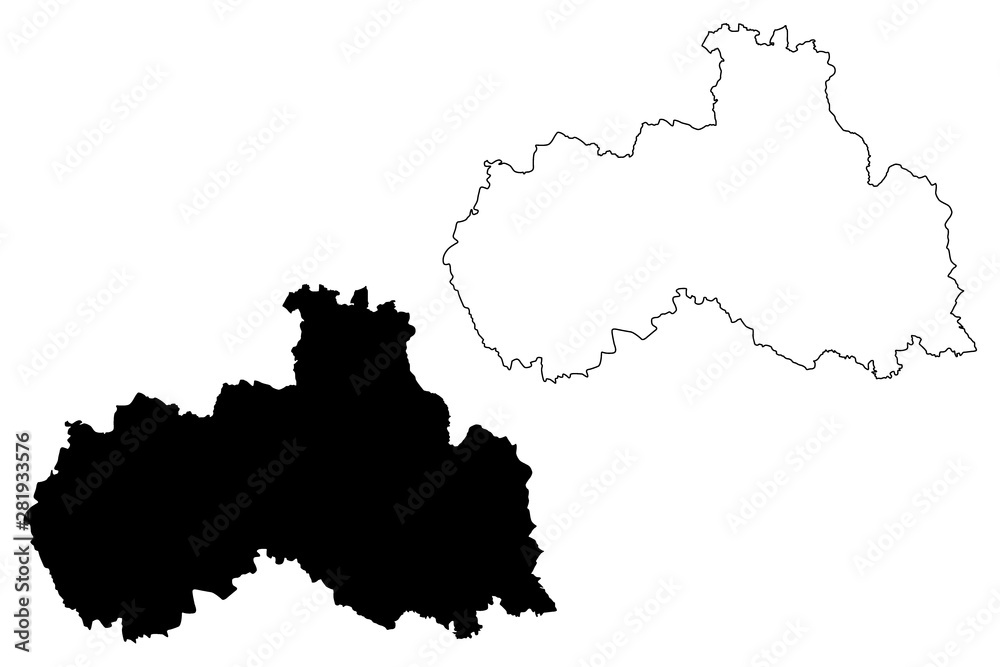 Liberec Region (Bohemian lands, Czechia, Regions of the Czech Republic) map vector illustration, scribble sketch Liberec map