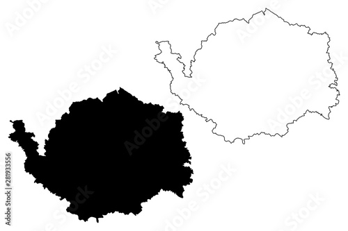 Karlovy Vary Region (Bohemian lands, Czechia, Regions of the Czech Republic) map vector illustration, scribble sketch Carlsbad Region map