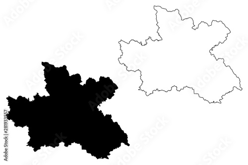 Hradec Kralove Region (Bohemian lands, Czechia, Regions of the Czech Republic) map vector illustration, scribble sketch Hradec Králové map