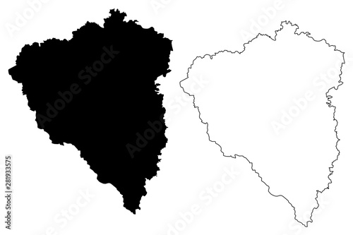 Plzen Region (Bohemian lands, Czechia, Regions of the Czech Republic) map vector illustration, scribble sketch Plzeň map